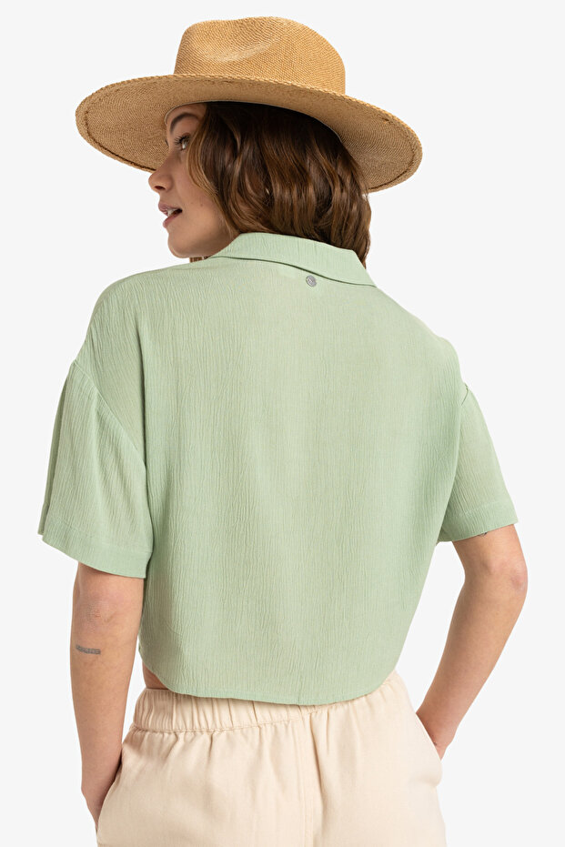 Koszula z krótkim rękawem - Damska lekka wiskoza Zrównoważona tkanina - 2