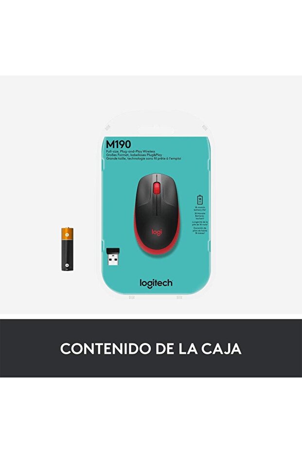 M190 Wireless Mouse, Ambidextrous Curved Design, 18 Months Battery with Saving Mode, USB Re - 7