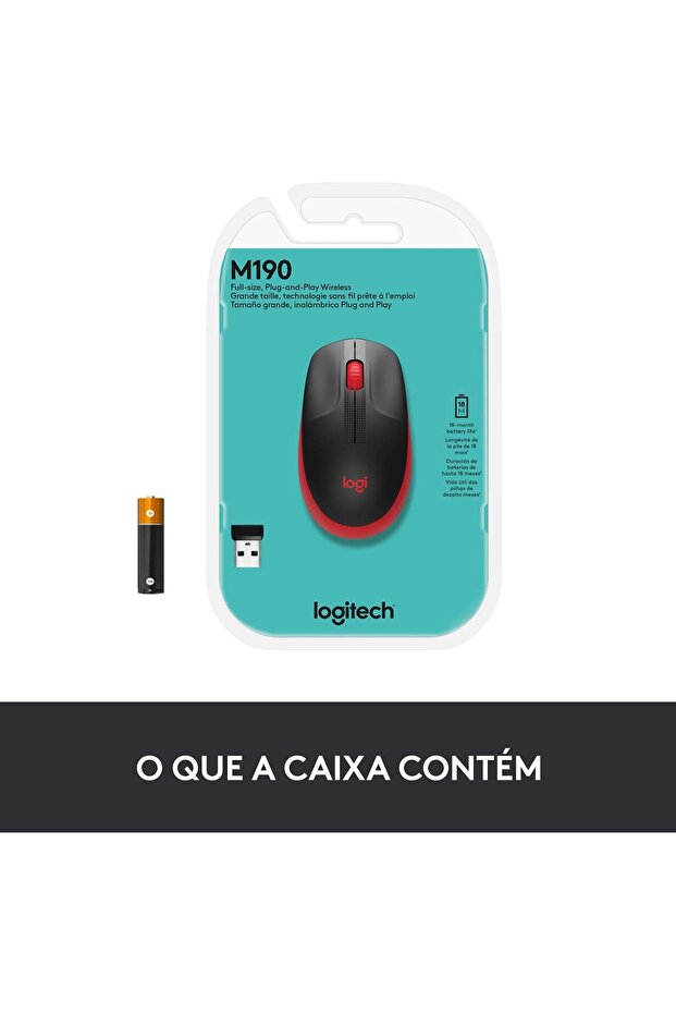 M190 Wireless Mouse, Ambidextrous Curved Design, 18 Months Battery with Saving Mode, USB Re - 6