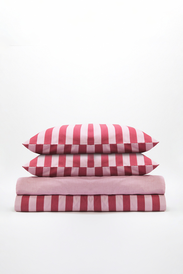Çift Kişilik Kolay Ütülenebilir Çizgili Lastikli Çarşaflı Nevresim Takımı 200x220cm TPHSS25CKN00004 - 5