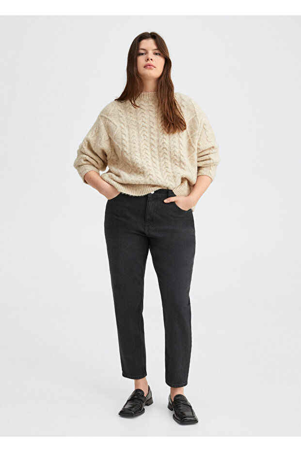 Kadın Siyah denim Pantolon - 5