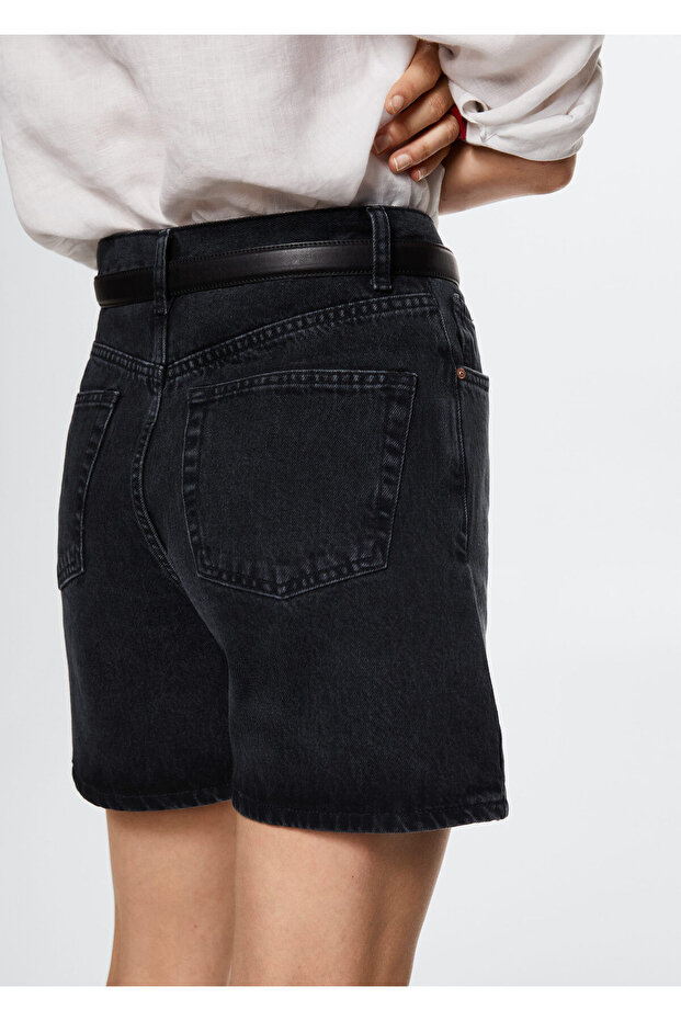 Kadın Siyah Denim Şort & Bermuda 37100324 - 4