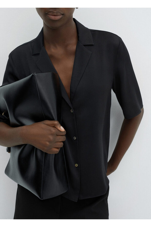 Siyah Kadın Gömlek 67007129 - 3