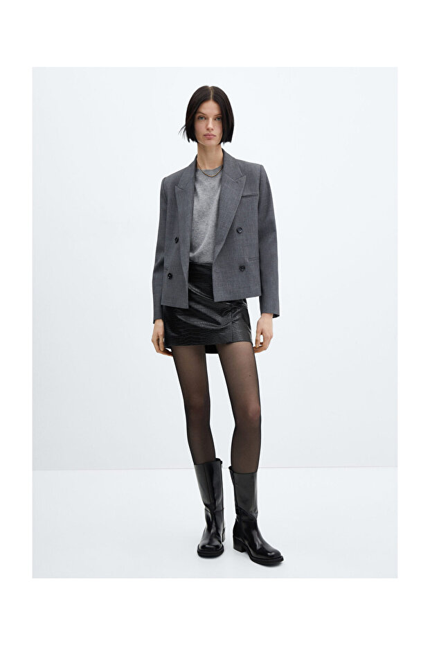 Fusta mini cu efect animal print - 7