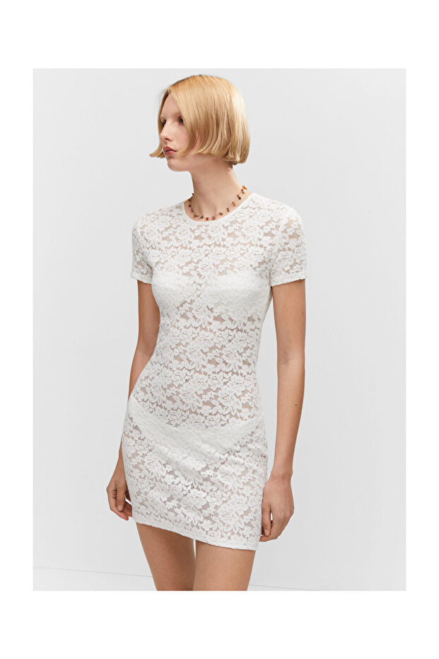 Guipure short dress - 8