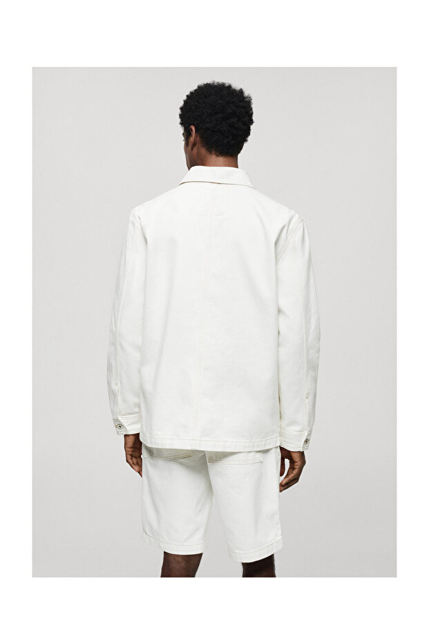 100% cotton overshirt with pocket - 7