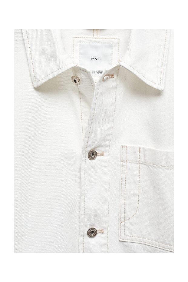 100% cotton overshirt with pocket - 6