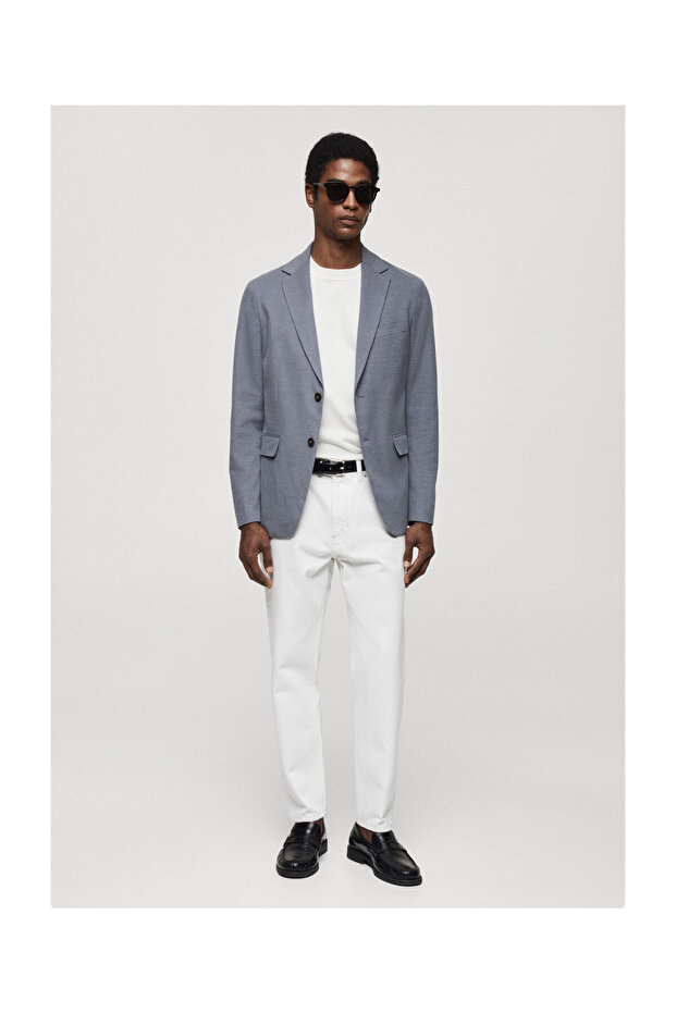 Structured slim fit cotton blazer - 10