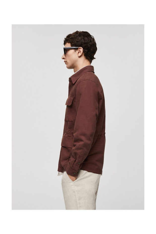 Linen overshirt with pockets - 5