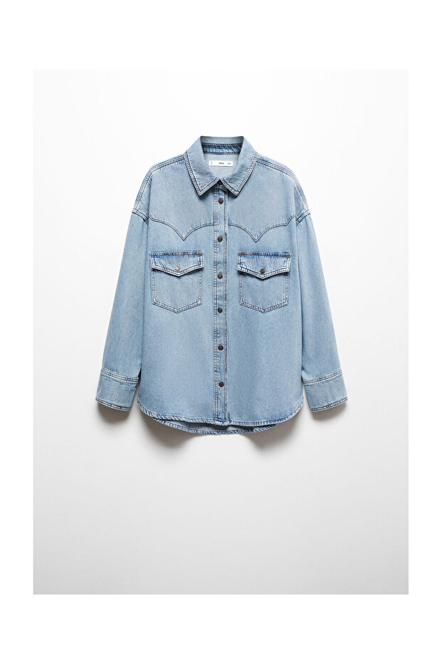 Chest-pocket denim shirt - 1