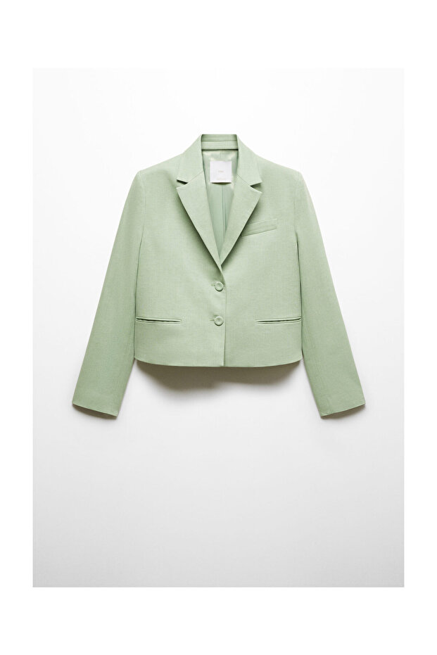 Cropped blazer with buttons - 1