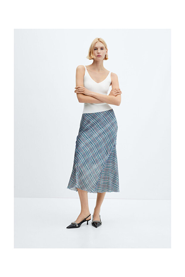 Satin check midi-skirt - 5