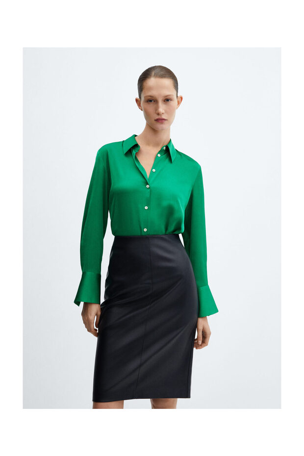 Satin finish flowy shirt - 7