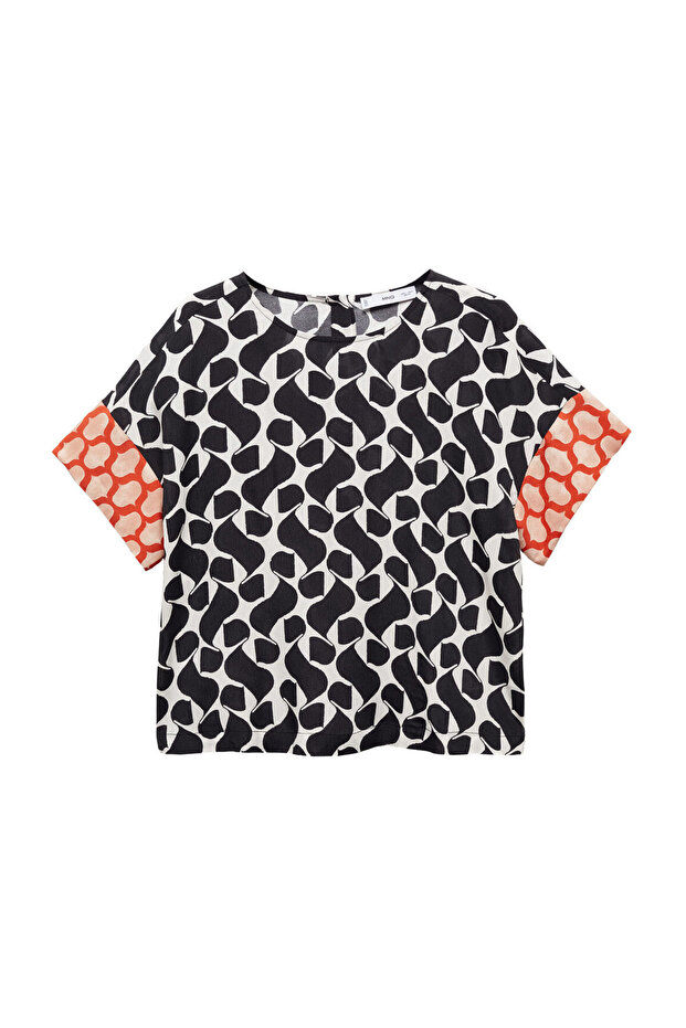 Printed blouse with contrasting trims - 2