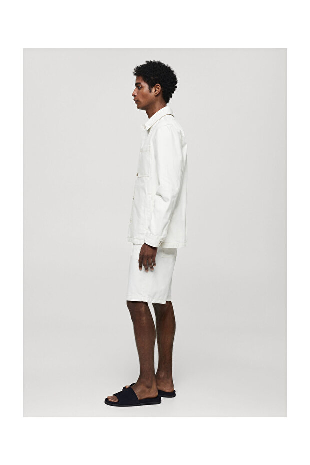 100% cotton overshirt with pocket - 4