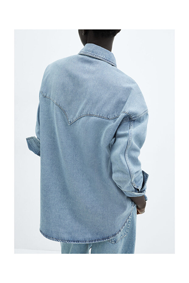 Chest-pocket denim shirt - 6