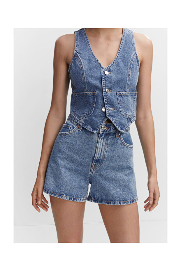 High-rise denim shorts - 4