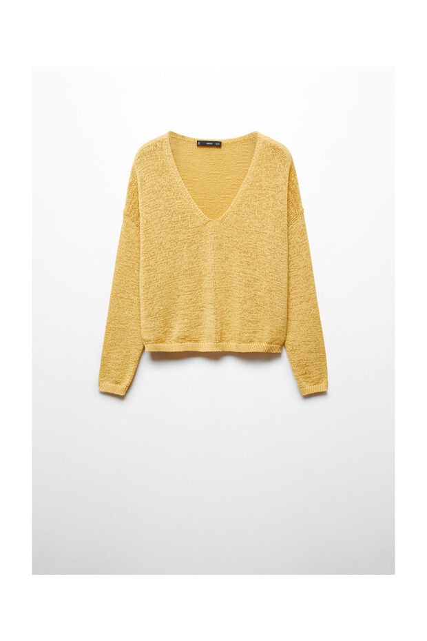 Fine-knit V-neck sweater - 1