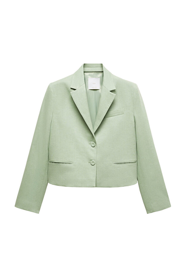 Cropped blazer with buttons - 2