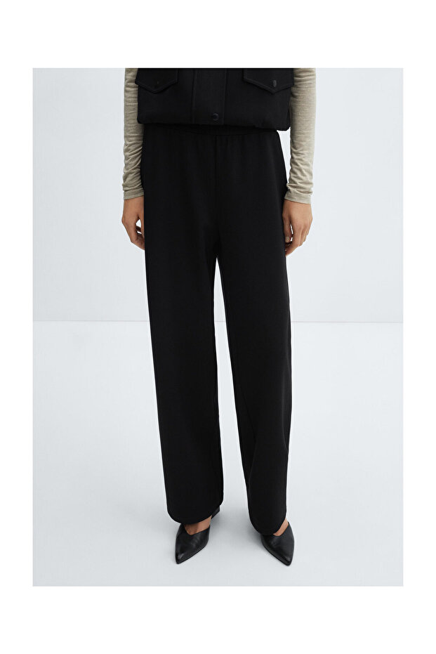 Straight trousers with elastic waist - 8