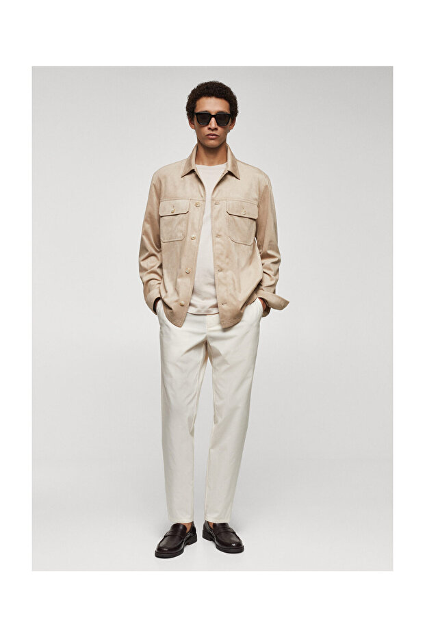 Suede effect overshirt with pockets - 7