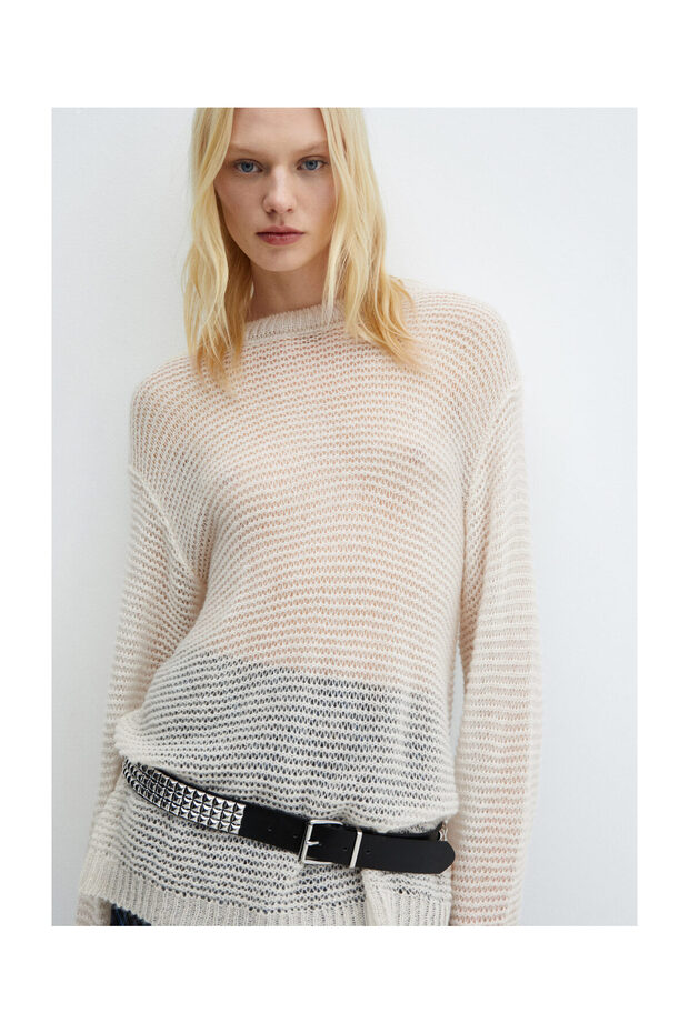 Oversized openwork sweater - 8