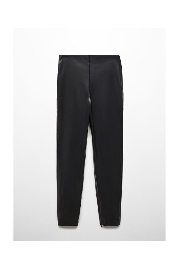 Leather-effect leggings with split hems - 1
