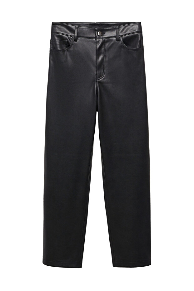 Leather-effect straight trousers - 4