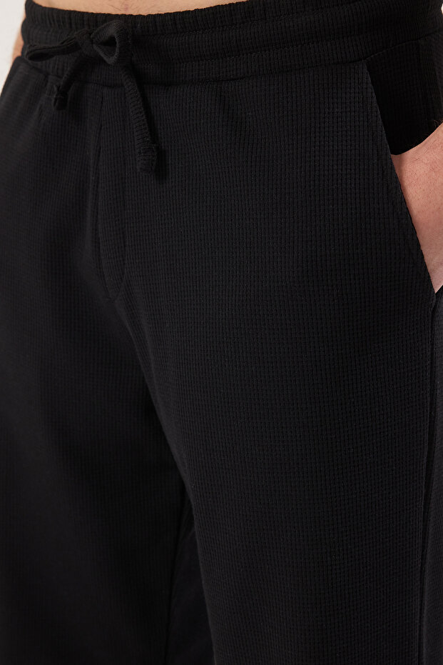 Siyah Oversize/Geniş Kesim Dokulu Eşofman Takımı TMNSS25EM00010 - 3