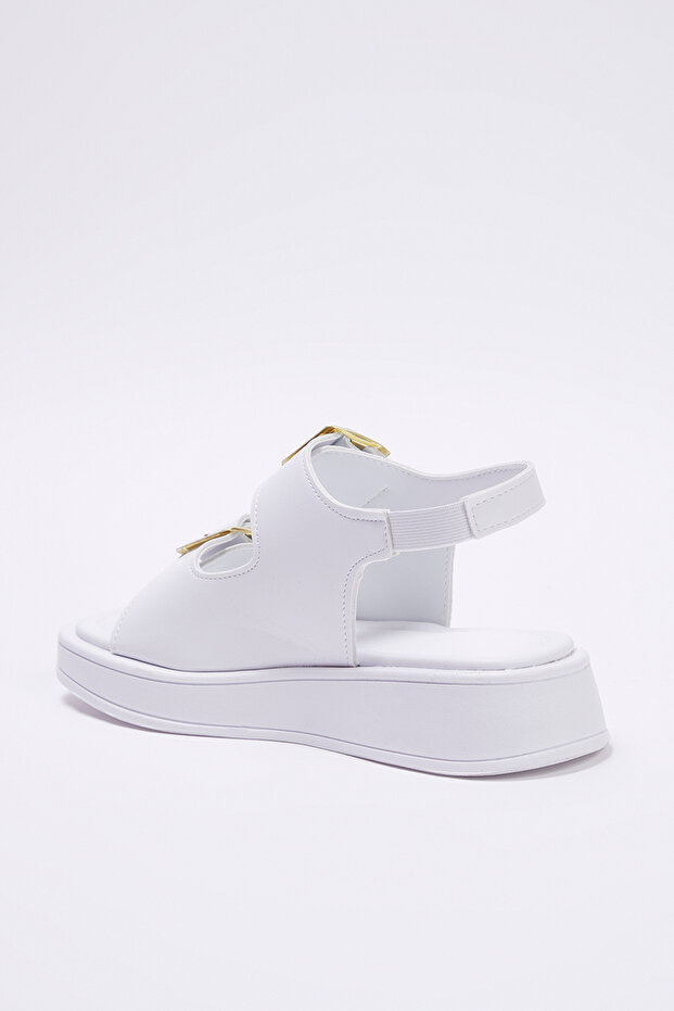 Weiße Damen-Sandalen mit dicker Sohle und doppelter Schnalle TAKAW25SD00000 - 6