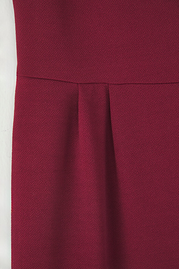 Bordo Askılı Örme Büyük Beden Tulum TBBSS25BG00001 - 6