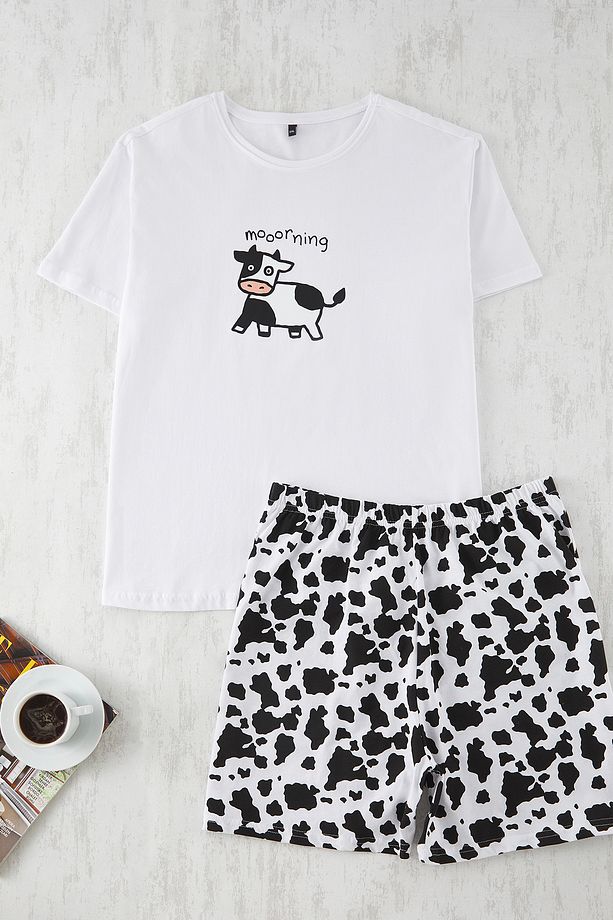 Ekru Animal Desenli Örme Pijama Takımı TBBSS25AI00066 - 2