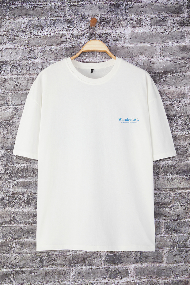 Ekru Oversize/Geniş Kesim Baskılı %100 Pamuklu T-Shirt TMNSS25TS00223 - 7