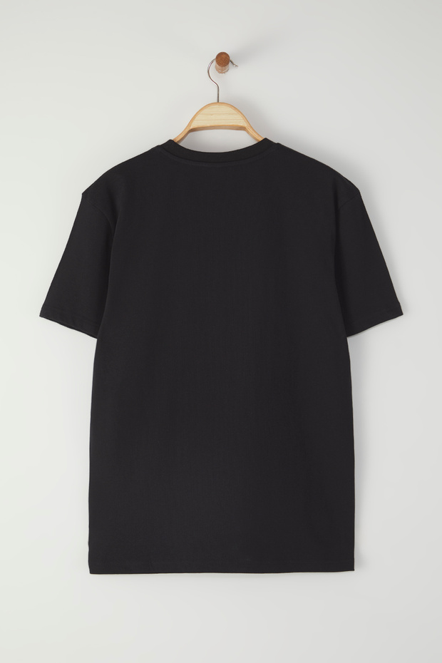 Siyah Regular/Normal Kesim Spicy Yazı Nakışlı %100 Pamuk T-Shirt TMNSS25TS00103 - 2
