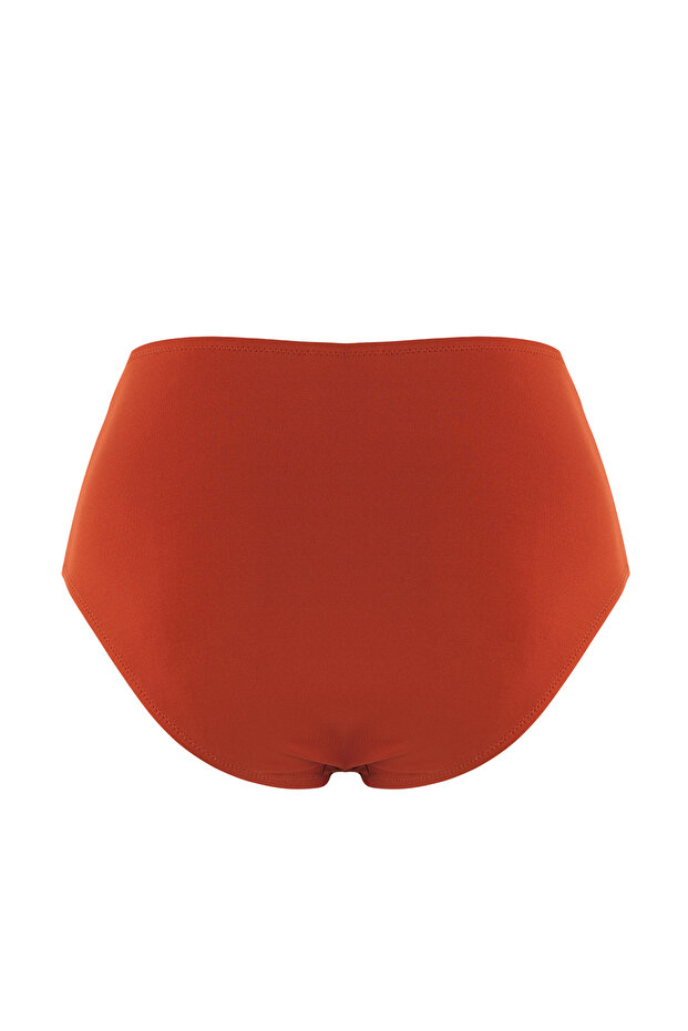 Kiremit Yüksek Bel Hipster Bikini Altı TBESS25BA00035 - 5