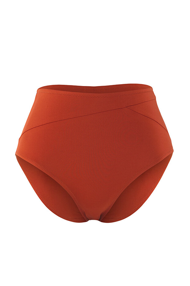 Kiremit Yüksek Bel Hipster Bikini Altı TBESS25BA00035 - 4