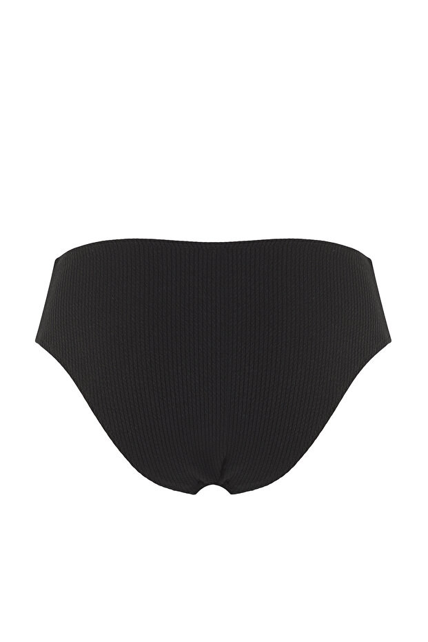 Siyah V Kesim Hipster Yüksek Bel Bikini Altı TBESS25BA00036 - 5