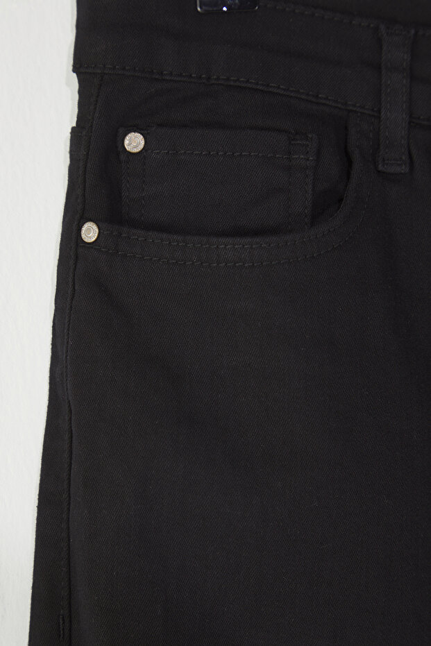 Solmayan Siyah Yüksek Bel Büyük Beden Straight Fit Jeans TBBSS25CJ00036 - 6