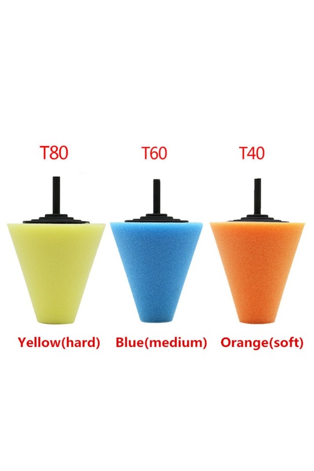 3PCS Tire Polishing Sponge Auto Wheel Used For Electric Drill Burnishing Ball Polishing Cone Set Car