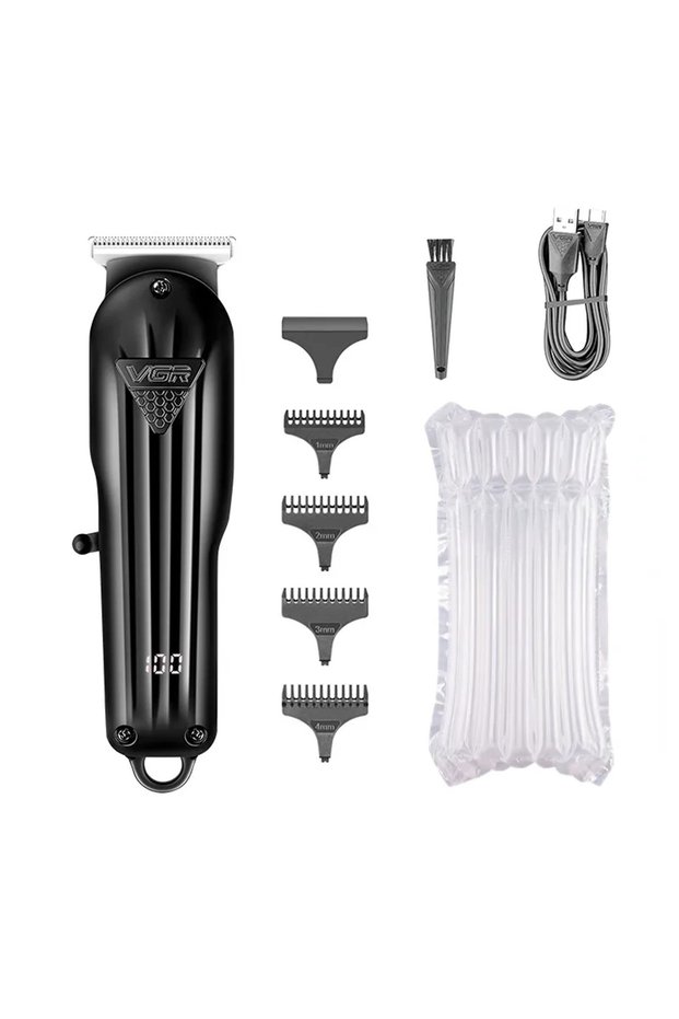 without box VGR Hair Trimmer Professional Hair Clipper Electric T-Blade Hair Cutting Machine 0mm LED