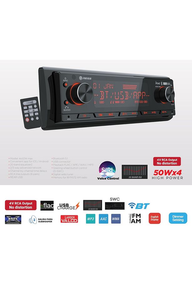 RS-MX85DSP OTO TEYP 8 KANAL DSP İŞLEMCİ 4 VOLT 3 AMFİ ÇIKIŞI 20 BAND EQ RGB - 2