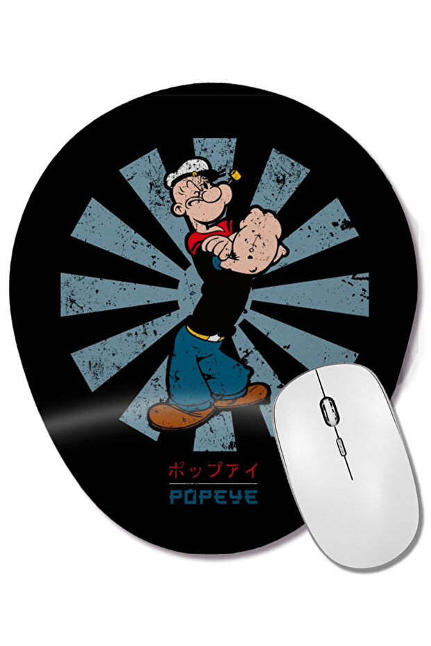 لوحة ماوس بيضاوية يابانية قديمة من Popeye مع دعم للمعصم