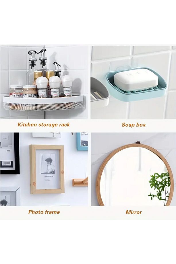 5 Adet Birbirine Geçmeli Askı Güçlü Yapışkanlı Kanca Delme Gerektirmez Banyo, Mutfak, Ev Duvar Tablo - 6