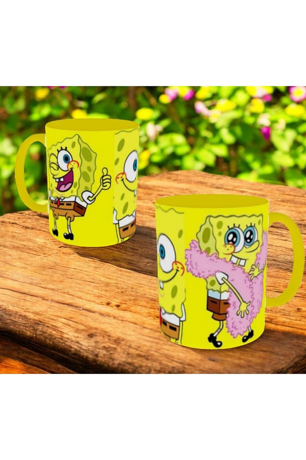 Sünger Bob Kupa Bardak Süngerbob Kupa İçi ve Kulbu Sarı - 3