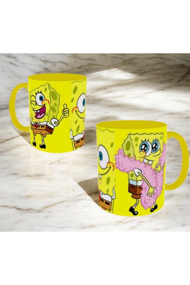 Sünger Bob Kupa Bardak Süngerbob Kupa İçi ve Kulbu Sarı - 2