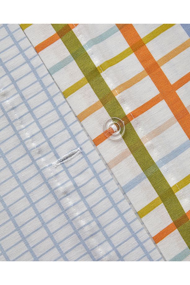 Color Grid Kolay Ütülenir Tek Kişilik Nevresim Takımı 160x220 cm Turuncu-yeşil - 7