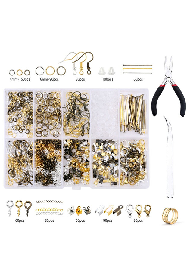 19 Alloy Accessories Jewelry Findings Set Jewelry Making Tools Copper Wire Open Jump Rings Earring H