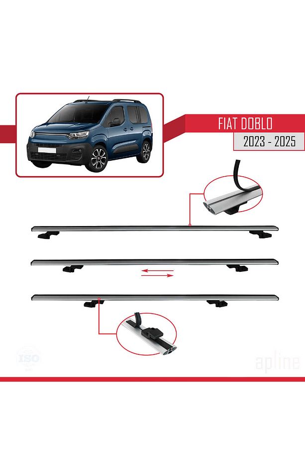 Fiat Doblo 3 2023 Ve Sonrası Ile Uyumlu Basıc Model Ara Atkı Tavan Barı Gri 2 Adet - 6