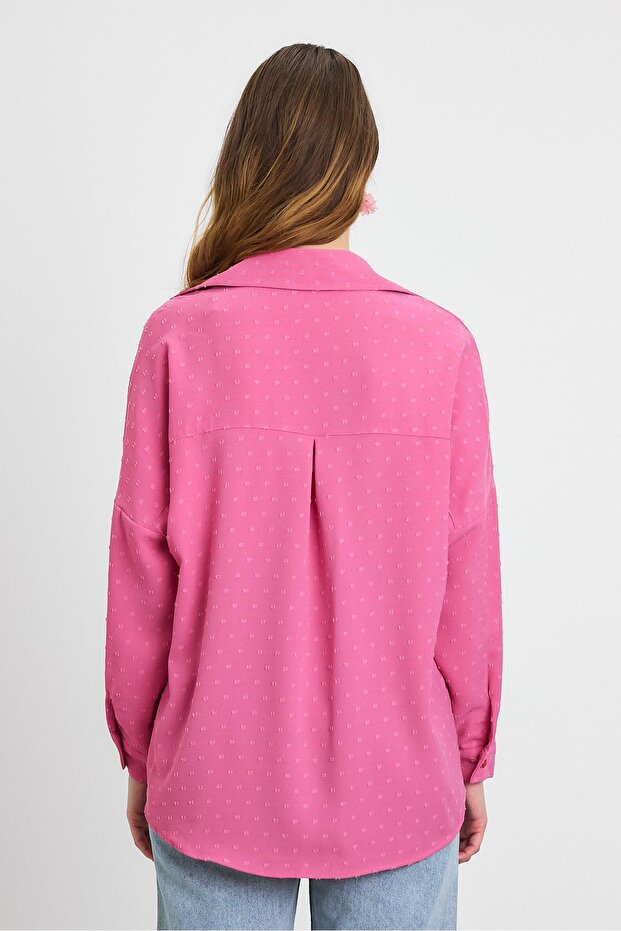 قميص فضفاض منقوش - وردي 4635A - 5