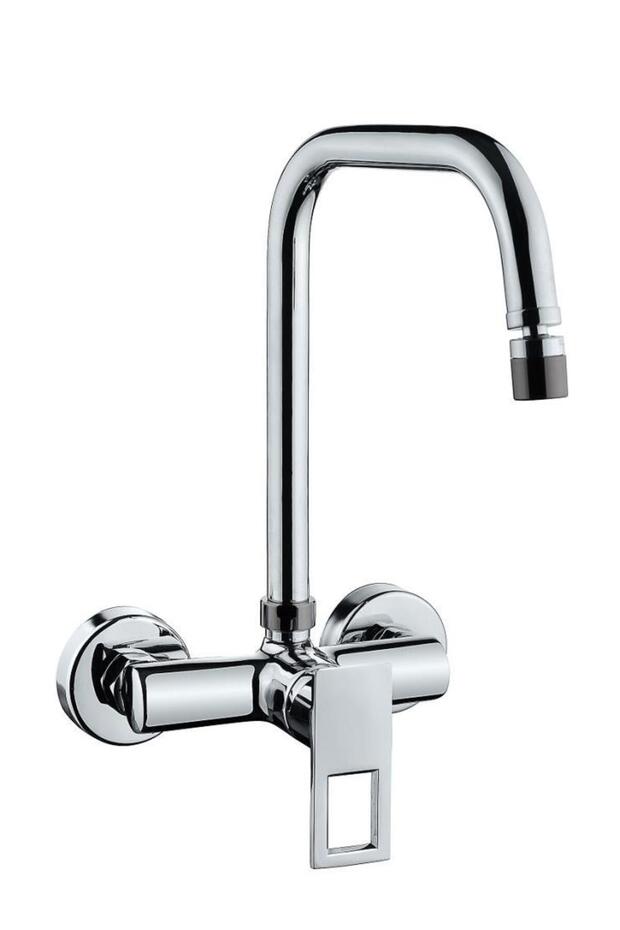 Trento Black Detail S-Line 360 through the Wall ° Kitchen Sink Faucet